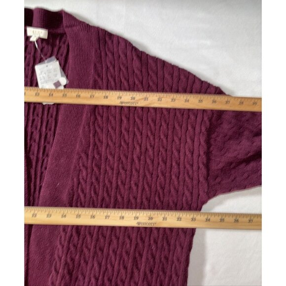 NWT LAURA Petites Chunky Knit Ribbed Burgundy Long Cardigan Knitted Jacket Sz XL - Picture 16 of 16